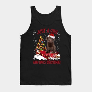 Chocolate Labrador Just A Girl Who Loves Christmas Tank Top